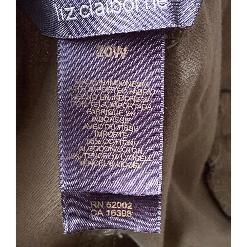 Liz Claiborne Capris 20W Olive Green Sloane Cargo Drawstring Waist Legs Lyocell - Picture 7 of 13